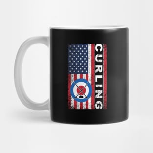 Usa Red White And Blue American Flag Curling 4Th Of July Mug